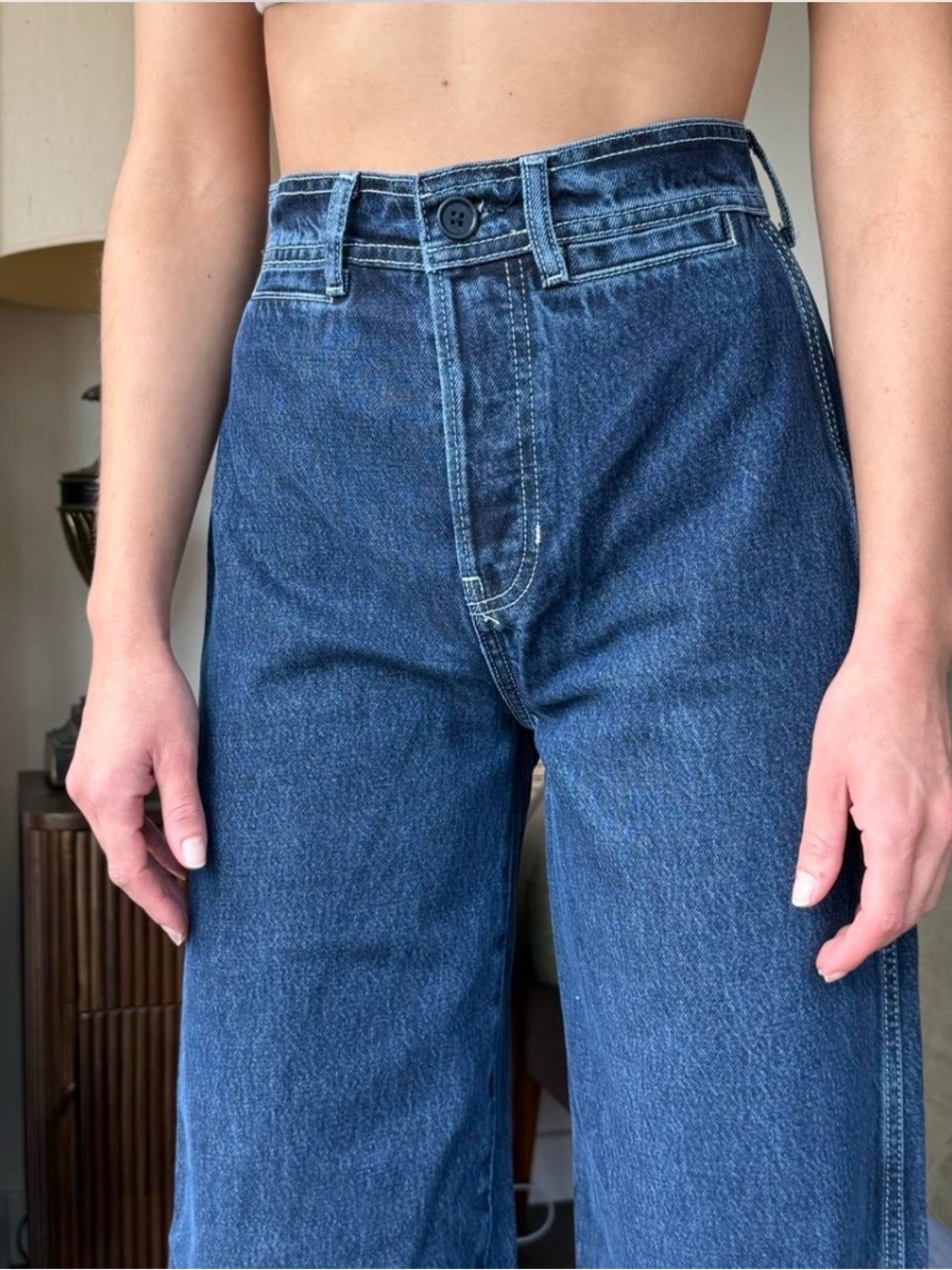 Reformation High-Rise Wide-Leg Jeans — Dark Blue Denim - Picture 5 of 6